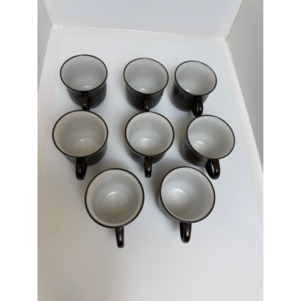 Noritake Folkstone Brown and Cream Ceramic Mugs - Set of 8